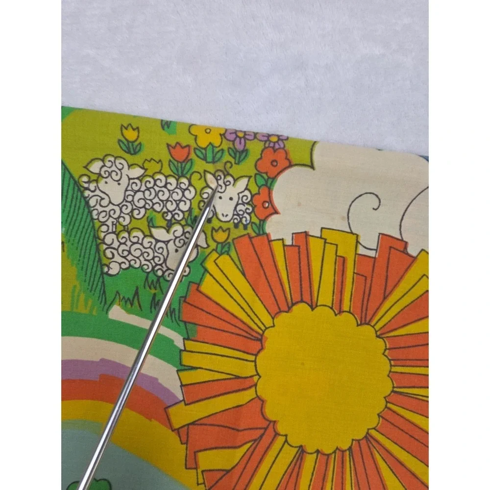 Vintage 1970s Sears Noah's Ark Psychedelic Mod Colorful Retro Pillow Case STD